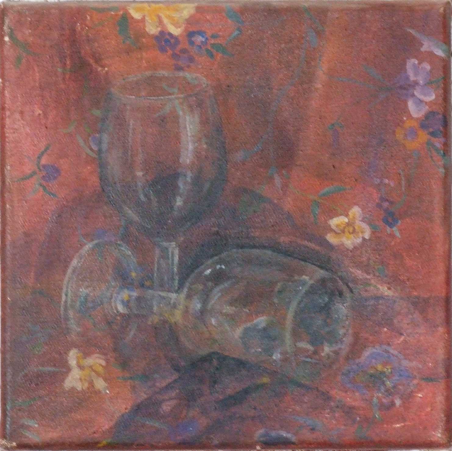 Wine glasses. Tempera, Rivka Aderet Myers